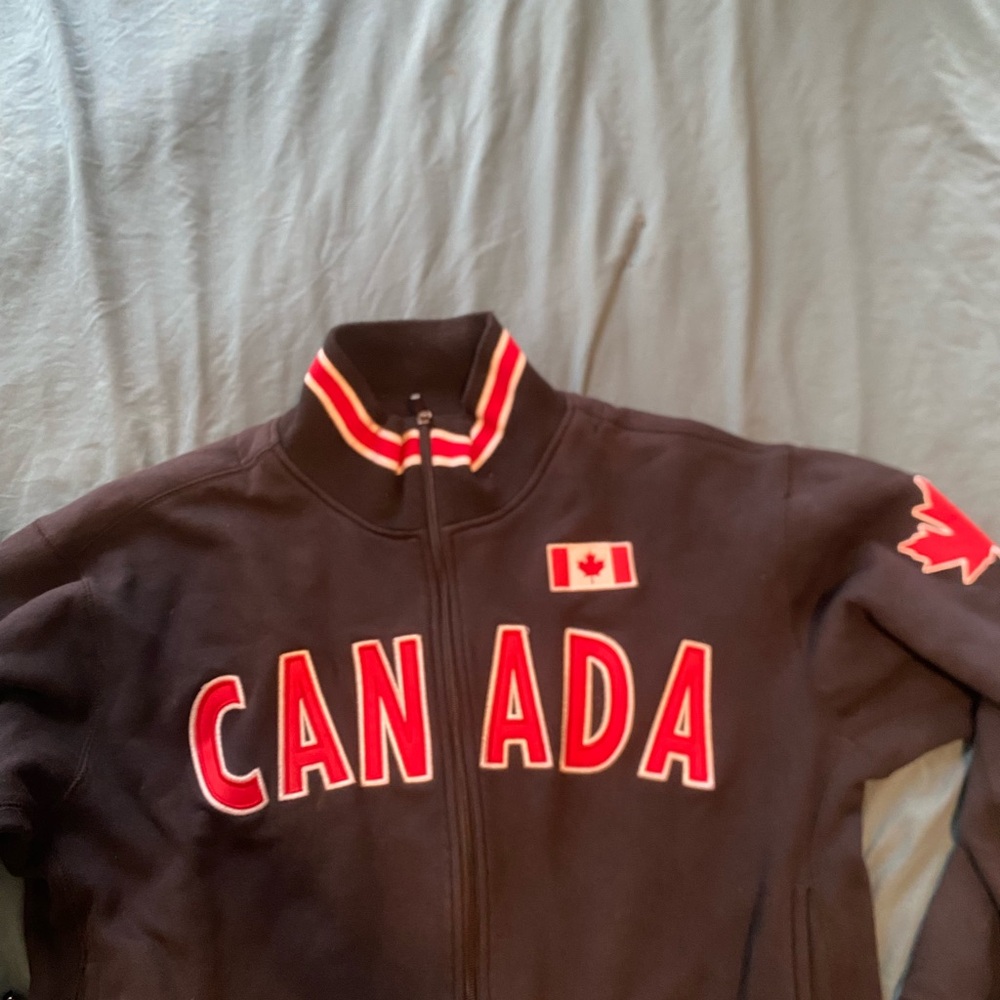 CANADA Zip-Up Varsity Canada Jacket with Red Trim